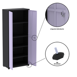 Armário de Aço 2 Portas 4 Prateleiras com Chave AP409SL - 8