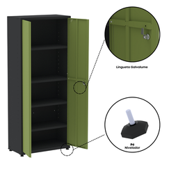 Armário de Aço 2 Portas 4 Prateleiras com Chave AP409SL - 8