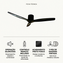 Ver imagem 4 de Ventilador Teto Preto Controle Remoto Silencioso 3 Pás