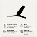 Ver imagem 5 de Ventilador Teto Preto Controle Remoto Silencioso 3 Pás