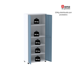 Armário de Aço 2 Portas 4 Prateleiras com Chave AP409SL - 7