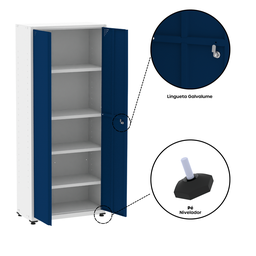 Armário de Aço 2 Portas 4 Prateleiras com Chave AP409SL - 8