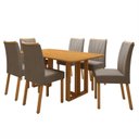 Ver imagem 2 de Conjunto Sala de Jantar 6 Lugares Retangular Tampo MDF Mesa Tessera e Cadeiras Pés Madeira Jade