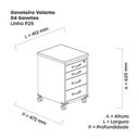 Ver imagem 3 de Gaveteiro Volante 4 Gavetas Gv04p25tub