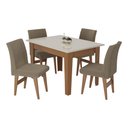 Ver imagem 2 de Conjunto Mesa de Jantar 120 cm com 4 Cadeiras Tokio Multimóveis EX1004 Madeirado/Off White/Mascavo