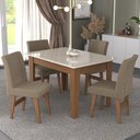 Ver imagem 1 de Conjunto Mesa de Jantar 120 cm com 4 Cadeiras Tokio Multimóveis EX1004 Madeirado/Off White/Mascavo