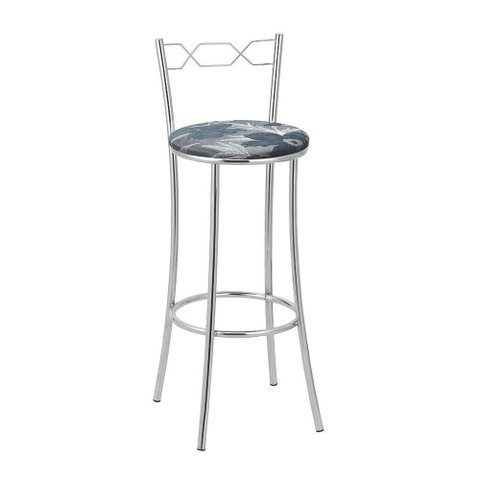 Kit 2 Banquetas Cromadas Assento Espuma D15 Treparoni Azul