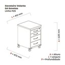 Ver imagem 3 de Gaveteiro Volante 4 Gavetas Gv04p25tub