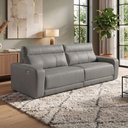 Ver imagem 4 de Sofá 3 Lugares Rettrátil Reclinável Elétrico 254cm Mazi L06 Couro Cinza - Lyam Decor