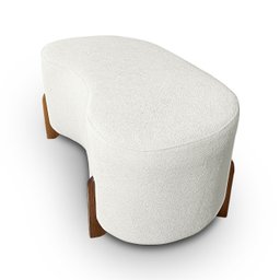 Puff Orgânico Curvo Pé de Madeira Decorativo para Sala Confortável e Reforçado Bouclé - 5