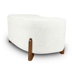 Puff Orgânico Curvo Pé de Madeira Decorativo para Sala Confortável e Reforçado Bouclé - 4