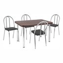 Ver imagem 2 de Conjunto Sala de Jantar Mesa 120cm 4 Cadeiras Tubular Corino Cromado/Nogueira/Preto