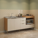 Ver imagem 1 de Balcão para Pia e Cooktop 4 Portas 2 Gavetas 190cm Alice Angelin e Off White Yescasa Laranja/Premium