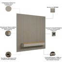 Ver imagem 5 de Painel Ripado para TV 85 pol com Bancada Suspensa Orgânica 297cm Slats L05 Tauari Gris Fosco - Lyam