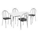 Ver imagem 2 de Conjunto Sala de Jantar Mesa 120cm 4 Cadeiras Tubular Corino Cromado/Branco/Preto