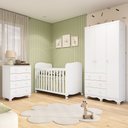 Ver imagem 1 de Quarto de Bebê Guarda-Roupa 3 Portas Cômoda e Berço Mimo 100% MDF Espresso Móveis Branco Brilho