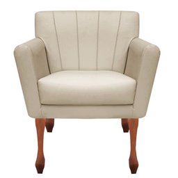 Kit Recamier Sofá Divã Chaise Longue + 2 Poltrona Iza Retro: Corino Bege - 4