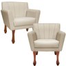 Kit Recamier Sofá Divã Chaise Longue + 2 Poltrona Iza Retro: Corino Bege - 3