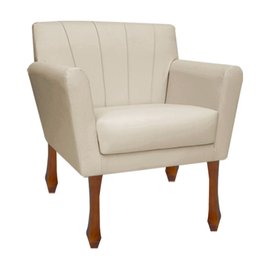 Kit Recamier Sofá Divã Chaise Longue + 2 Poltrona Iza Retro: Corino Bege - 5