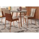 Ver imagem 1 de Sala de Jantar Completa Stellar 1599 Aço C/ Tampo Madeirado 100cm e 4 Cadeiras Hug Rose/petra -
