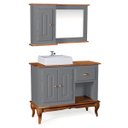 Ver imagem 1 de Gabinete para Banheiro 2 Portas com Espelheira Dália 3058 - Cinza/imbuia Glazer