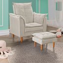 Ver imagem 1 de Poltrona Decorativa + Mini Puff Opala Tecido Suede Bege - Fri Varejo