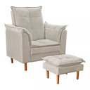 Ver imagem 2 de Poltrona Decorativa + Mini Puff Opala Tecido Suede Bege - Fri Varejo