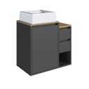 Ver mais imagens de Conjunto Banheiro Gabinete Cuba e Espelheira 2 Portas 2 Gave 60cm Multimóveis Crart-CON004 Grafite