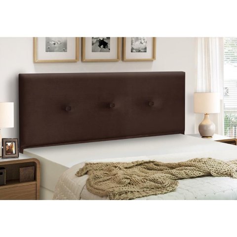 Cabeceira Estofados Solteiro Quarto 90cm Mariana Suede Marrom Madelina Decor