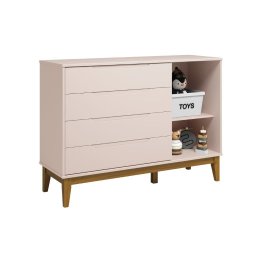 Quarto de Bebê Elfe com Guarda-roupa 4 Portas, Cômoda com Porta e Berço Minicama Noah Rosa Reller - 5