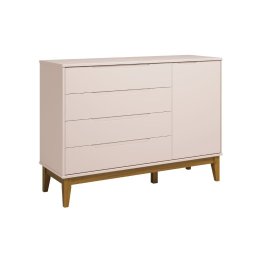 Quarto de Bebê Elfe com Guarda-roupa 4 Portas, Cômoda com Porta e Berço Minicama Noah Rosa Reller - 4
