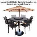 Ver imagem 4 de Jogo Mesa Piscina para Área Externa 6 Cadeiras Tela Sling Amélia Mesa 1,40m + Guarda Sol Preto