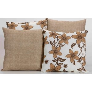 Kit com 4 Almofadas Decorativas Estampa Flores Palha