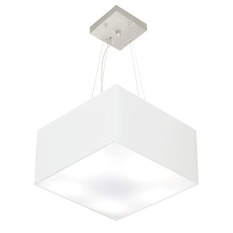 Lustre Pendente Quadrado Md-4041 Cúpula em Tecido 21/35x35cm Branco - Bivolt