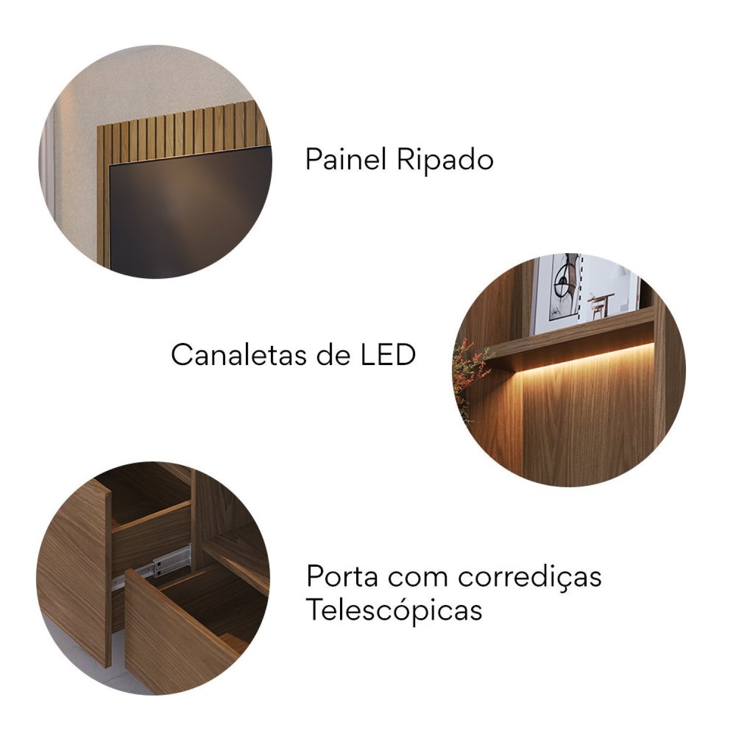 Estante Home Theater com Led para Tvs até 82 Polegadas Cancun - 9