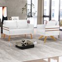 Ver imagem 2 de Kit 01 Namoradeira 02 Lugares e 01 Poltrona Mari Corano Base de Madeira MA30 - D’Rossi Branco