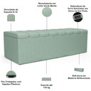 Ver imagem 7 de Kit Cabeceira Cama Box Queen 160cm e Calçadeira Recamier Baú Dália W01 Linho Verde Menta - Lyam Deco