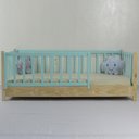 Ver imagem 1 de Cama Infantil Solteirão Base Colorida Madeira Maciça Pinus Grade Vertical