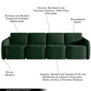Ver imagem 5 de Sofá Cama Modulado Retrátil e Reclinável Decorativo Varsóvia 316cm Veludo Verde G33 - Gran Belo