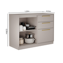 Ver imagem 5 de Balcão Cozinha 1 Porta 3 Gavetas 120cm com Tampo 100% MDF Rodapé em PVC Essence Itatiaia Cinza/Fendi