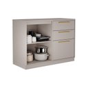 Ver imagem 3 de Balcão Cozinha 1 Porta 3 Gavetas 120cm com Tampo 100% MDF Rodapé em PVC Essence Itatiaia Cinza/Fendi