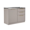Ver imagem 3 de Balcão Cozinha 1 Porta 3 Gavetas 120cm com Pia Inox 100% MDF Rodapé em PVC Essence Itatiaia Cinza/Fendi