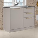 Ver imagem 1 de Balcão Cozinha 1 Porta 3 Gavetas 120cm com Pia Inox 100% MDF Rodapé em PVC Essence Itatiaia Cinza/Fendi