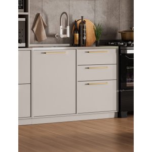 Balcão 1 Porta 3 Gavetas 120cm 100% Mdf com Pia Inox e Dobradiças Slow Motion 100% Mdf Essence Itatiaia