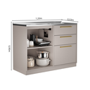 Ver imagem 4 de Balcão Cozinha 1 Porta 3 Gavetas 120cm com Pia Inox 100% MDF Rodapé em PVC Essence Itatiaia Cinza/Fendi