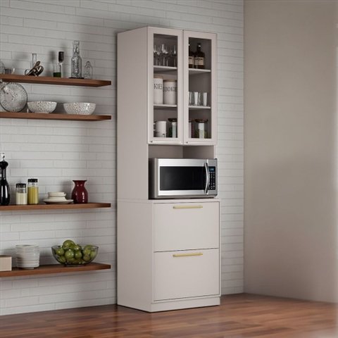 Paneleiro 3 Portas 1 Gaveta 70cm Espaço para Forno MDF Rodapé PVC Dobradiças Slow Essence Itatiaia C