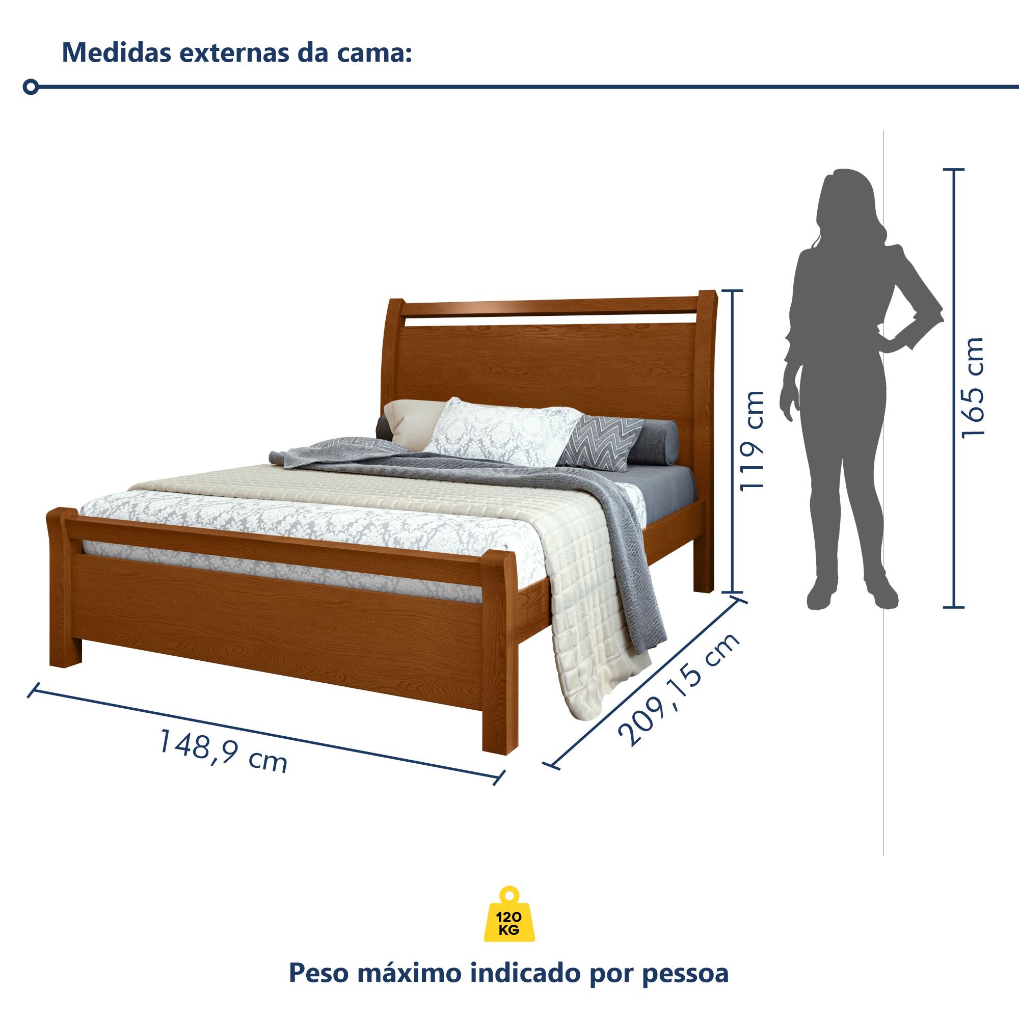 Cama de Casal Mdf/mdp 119x209cm Reali - 5