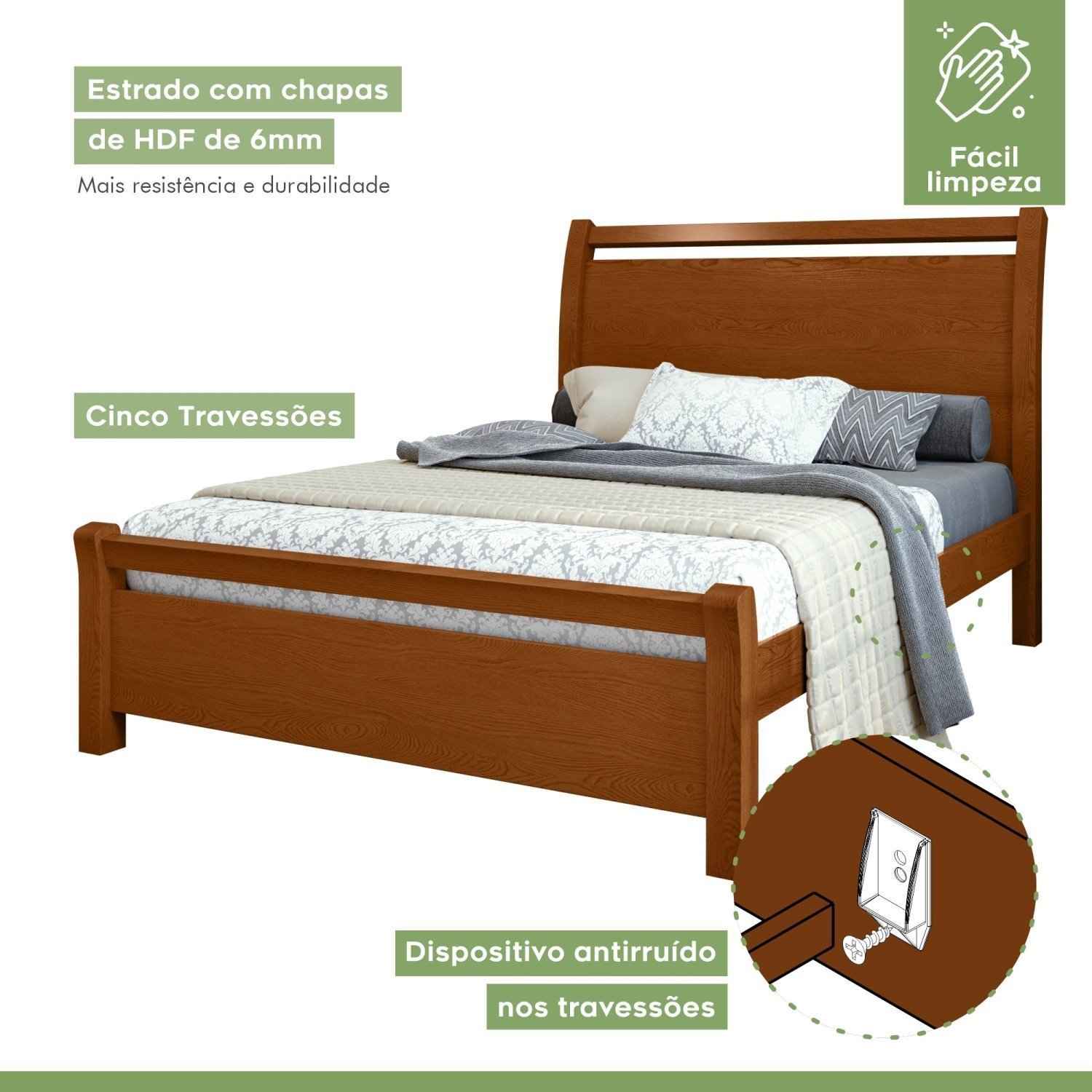 Cama de Casal Mdf/mdp 119x209cm Reali - 6