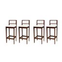 Ver imagem 2 de Kit 4 Banquetas Madeira Imbuia Cozinha Encosto Palha Rattan:Imbuia com Linho Cru