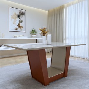 Mesa de Jantar 160x80cm Tampo Mdf/vidro Apogeu